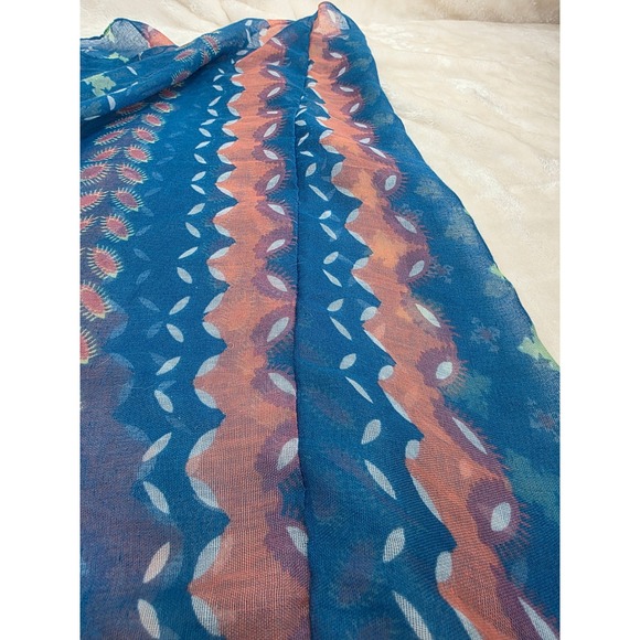 Chatties Blue Boho Geometric Print Lightweight Sheer Infinity Loop Scarf - Picture 5 of 5